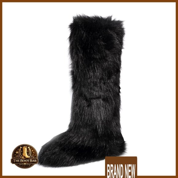 Shoes - Faux Fur Knee High Boots Winter Fuzzy Fluffy Flat Snow Boots Women